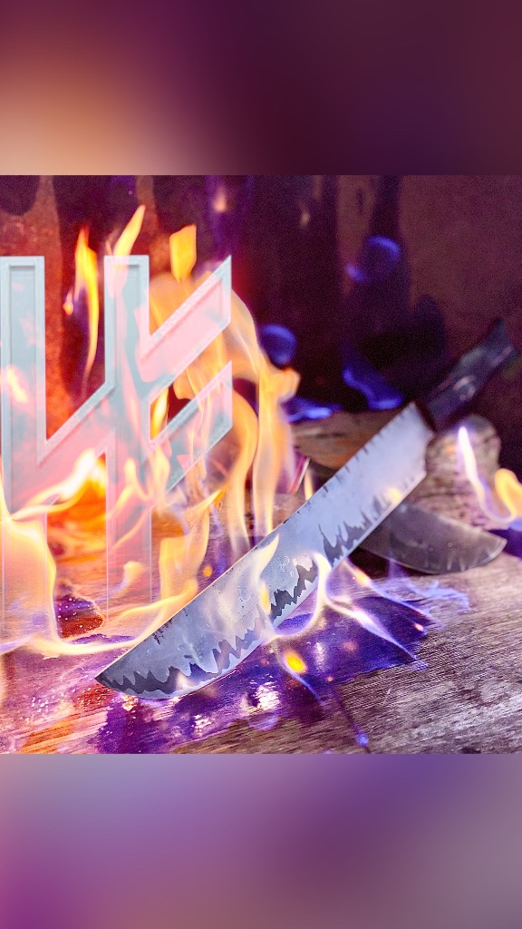 Handmade Australian chef knife on slate